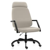 Cadeira De Escritório Giratória Diretor Com Apoio De Cabeça Hub F02 Sintético Areia - Lyam Decor Cadeira De Escritório Giratória Diretor Com Apoio De Cabeça Hub F02 Sintético Areia - Lyam Decor