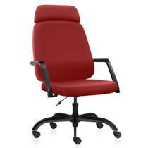 Cadeira de Escritório Giratória Diretor com Apoio de Cabeça Hub F02 Sintético Vermelho - Lyam Decor