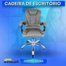 Cadeira De Escritório Giratória Office CEO Cinza Home Office Conforto Para Mais Foco No Trabalho Diretor Diretoria - EVOLUX