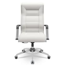 Cadeira De Escritório Giratória Presidente Base Cromada Kirk P03 Facto Branco - Lyam Decor Cadeira De Escritório Giratória Presidente Base Cromada Kirk P03 Facto Branco - Lyam Decor