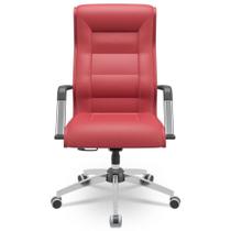 Cadeira De Escritório Giratória Presidente Base Cromada Kirk P03 Vinil Vermelho - Lyam Decor Cadeira De Escritório Giratória Presidente Base Cromada Kirk P03 Vinil Vermelho - Lyam Decor