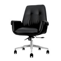 Cadeira de Escritório Home Office Diretor Prestige Preta com Assento em Espuma laminada Base Giratória Cromada