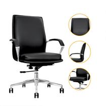 Cadeira de Escritório Home Office Presidente Orion Preta Encosto e Assento Espuma laminada D28 Base Giratória Cromada