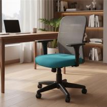 Cadeira De Escritório Home Office Tela Giratória Ergonômica Assento 100% Poliéster