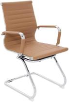 Cadeira De Escritório Interlocutor Fixa Baixa Stripes Esteirinha Charles Eames Eiffel Caramelo