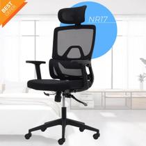 Cadeira De Escritório Lombar Com Ajustes Ergonômica Preta Nr17
