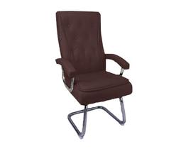Cadeira de Escritório Luxo com Mola Ensacada 1 - Assento em material sintético - Cor Café - Base Fixa em Aço Cromado + 2% OFF no Frete