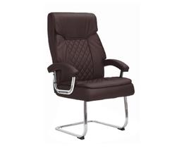Cadeira de Escritório Luxo com Mola Ensacada - Assento em material sintético - Cor Café - Base Fixa em Aço Cromado + 2% OFF no Frete
