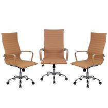 Cadeira de Escritório Moob Boston Presidente Giratória Com Função Relax Conjunto Com 3 Unidades Caramelo