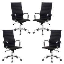 Cadeira de Escritório Moob Boston Presidente Giratória Com Função Relax Conjunto Com 4 Unidades Preta