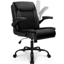 Cadeira de escritório NEO CHAIR Mid Back Ergonômica em Couro PU Preto
