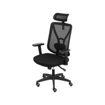 Cadeira de Escritório NR-17 Diretor Giratória Bolonha Tela Soft Touch Preta Base Rodízio