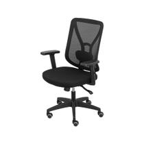 Cadeira de Escritório NR-17 Diretor Giratória Madri Tela Soft Touch Preta Base Rodízio