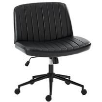 Cadeira de escritório OLIXIS Criss Cross com assento largo giratório em PU preto Cadeira de escritório OLIXIS Criss Cross com assento largo giratório em PU preto