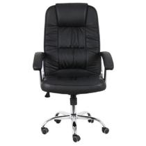 Cadeira de Escritório Presidente Base Cromada Com Rodinha em material sintético Alta Confortável Dijon