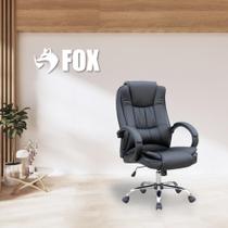Cadeira De Escritório Presidente Base Cromada Com Rodinha Fox Racer Preta Ut-c300