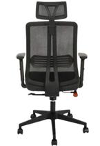Cadeira de Escritório Presidente Ergonômica em Tela com Apoio Lombar e Cabeça, Braço PU