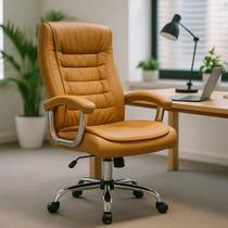 Cadeira De Escritório Presidente Executiva Alta Big Confortável Molas Ensacadas Pillow Top Caramelo