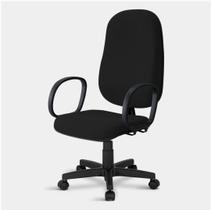 Cadeira De Escritório Presidente Giratória Braços Preta Com Estofado Do Tecido