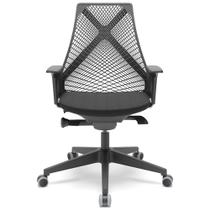 Cadeira de Escritório Presidente Giratória Executiva Ergonômica Kron P03 Crepe Preto - Lyam Decor