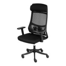 Cadeira de Escritório Presidente Giratória Seul Preta com Almofada Tela base Relax Rodízio Cadeira de Escritório Presidente Giratória Seul Preta com Almofada Tela base Relax Rodízio