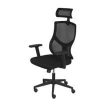 Cadeira de Escritório Presidente Giratória Shelby Preta (PU) Tela Soft Touch base Relax Rodízio