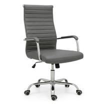 Cadeira de Escritório Presidente LONDON Giratória - Base Cromada - material sintético Cinza - 31090 Cadeira de Escritório Presidente LONDON Giratória - Base Cromada - material sintético Cinza - 31090