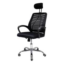 Cadeira De Escritório Presidente Ribs com Apoio de Cabeça Preta Cadeira De Escritório Presidente Ribs com Apoio de Cabeça Preta