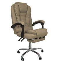 Cadeira De Escritório Presidente Soft Ergonômica Apoio Para Pés Bege