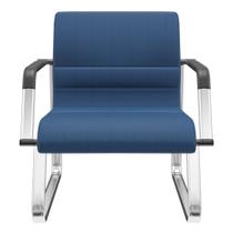 Cadeira de Escritório Recepção com Braço Fixa Cromada Lev P03 Crepe Azul - Lyam Decor Cadeira de Escritório Recepção com Braço Fixa Cromada Lev P03 Crepe Azul - Lyam Decor