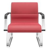 Cadeira De Escritório Recepção Com Braço Fixa Cromada Lev P03 Crepe Vermelho - Lyam Decor Cadeira De Escritório Recepção Com Braço Fixa Cromada Lev P03 Crepe Vermelho - Lyam Decor