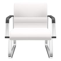 Cadeira de Escritório Recepção com Braço Fixa Cromada Lev P03 Vinil Branco - Lyam Decor Cadeira de Escritório Recepção com Braço Fixa Cromada Lev P03 Vinil Branco - Lyam Decor