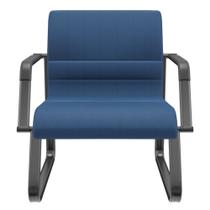 Cadeira de Escritório Recepção com Braço Fixa Preta Lev P03 Crepe Azul - Lyam Decor Cadeira de Escritório Recepção com Braço Fixa Preta Lev P03 Crepe Azul - Lyam Decor