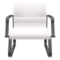 Cadeira de Escritório Recepção com Braço Fixa Preta Lev P03 Vinil Branco - Lyam Decor Cadeira de Escritório Recepção com Braço Fixa Preta Lev P03 Vinil Branco - Lyam Decor