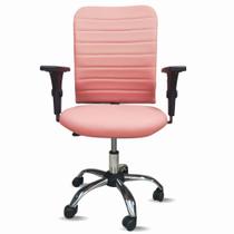 Cadeira de Escritório Rosa Ergonômica Office Executiva Giratória C/Rodízios Confortável Esteirinha