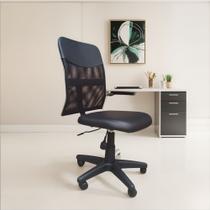 Cadeira de Escritório s/Braços Executiva Giratoria Secretaria Diretor material sintético Ergonomica Preta