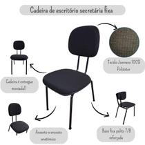 Cadeira de Escritório Secretária Anatômica na Base Fixa Palito Tecido Jserrano Preto