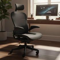 Cadeira de Escritório Secretária Ergonômica Lombar Cervical Apoio de Cabeça Regulável Giratória Rodinhas