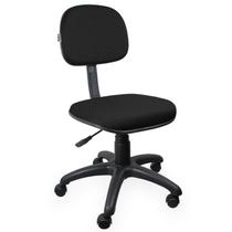 Cadeira de Escritório Secretária Giratória com rodinhas Tecido Preto - QualiFlex