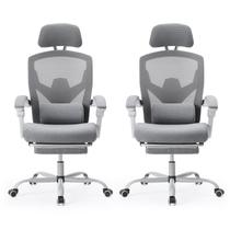 Cadeira de Escritório Sweetcrispy Ergonômica em Tela com Apoio para os Pés Cinza