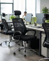 Cadeira De Escritório Tela Mesh Espuma D38 Ribs Com Apoio De Cabeça e Sistema Relax Ergonômica Preta Cadeira De Escritório Tela Mesh Espuma D38 Ribs Com Apoio De Cabeça e Sistema Relax Ergonômica Preta
