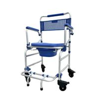 Cadeira de Higienização e Banho Dellamed D55 Ultral Leve Dobrável 4 Em 1 Antiferrugem Até 135kg Apoio de Braço, Encosto e Assento Removíveis