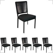 Cadeira De Jantar Alumínio Kit 6 Confortável Corda Estofada Cadeira De Jantar Alumínio Kit 6 Confortável Corda Estofada