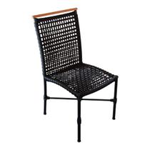 Cadeira de Jantar Alumínio Preto e Corda Naútica Preta Marina Area Externa