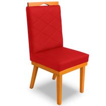 Cadeira de Jantar Ana Estofada Base Madeira Suede Vermelho Cadeira de Jantar Ana Estofada Base Madeira Suede Vermelho