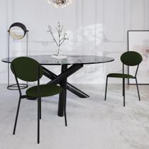 Cadeira de Jantar Avulsa Vintage Elipse com Estrutura Preta