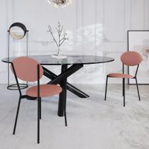 Cadeira de Jantar Avulsa Vintage Elipse com Estrutura Preta