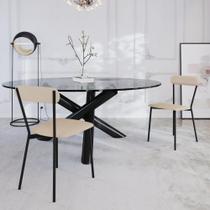 Cadeira de Jantar Avulsa Vintage Emília com Estrutura Preta