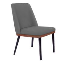Cadeira De Jantar Bahia Suede Cinza Pés Chanfrado Tabaco - D'rossi