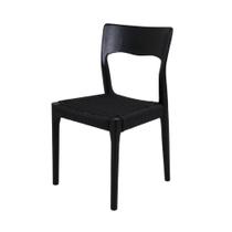 Cadeira de Jantar Caravela Preta Assento em Corda Náutica para Área Gourmet Sala De Estar Varanda